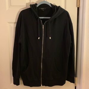 Forever 21 Puppy Zip up Hoodie, black size Large.